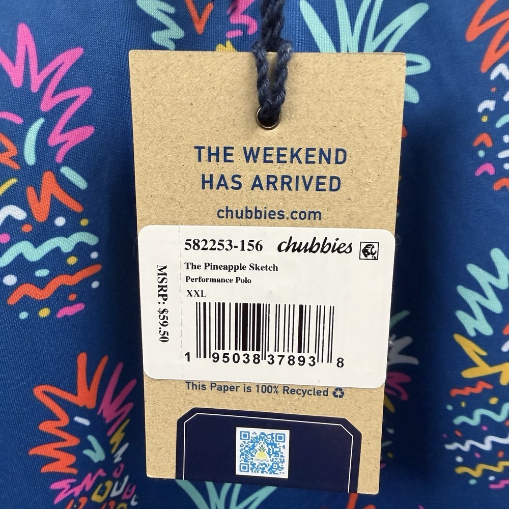 Chubbies Men's Size XXL Graphic Colorful Performance Polo "Pineapple Sketch" NWT - Picture 6 of 6